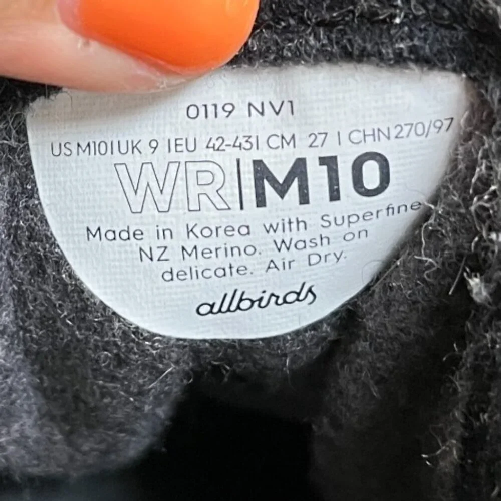 Allbirds Wool Runners Mens Size 10 Black White Casual Walking Shoes Sneakers - Picture 9 of 10
